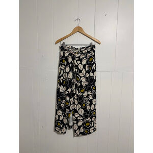 Women's Anthropologie Black & White Leaf Print Wide Leg Skirt M